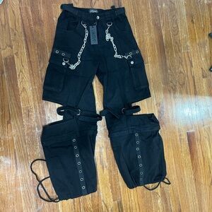 Edgy Black Chain Cargo Pants